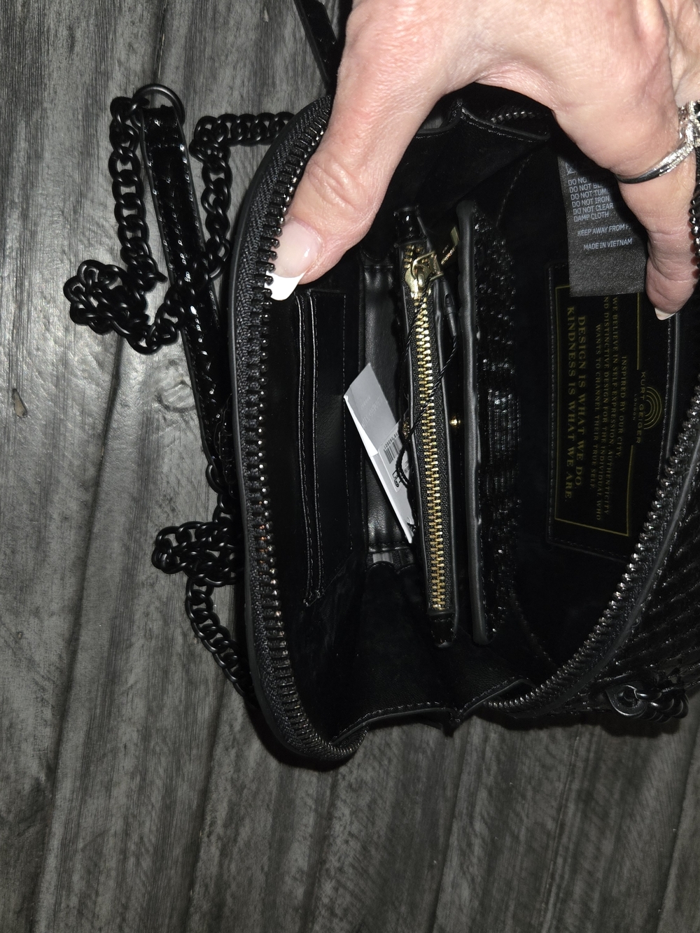 Kurt Geiger Black Textured Crossbody Bag with Matching Wallet - Picture 9 of 14